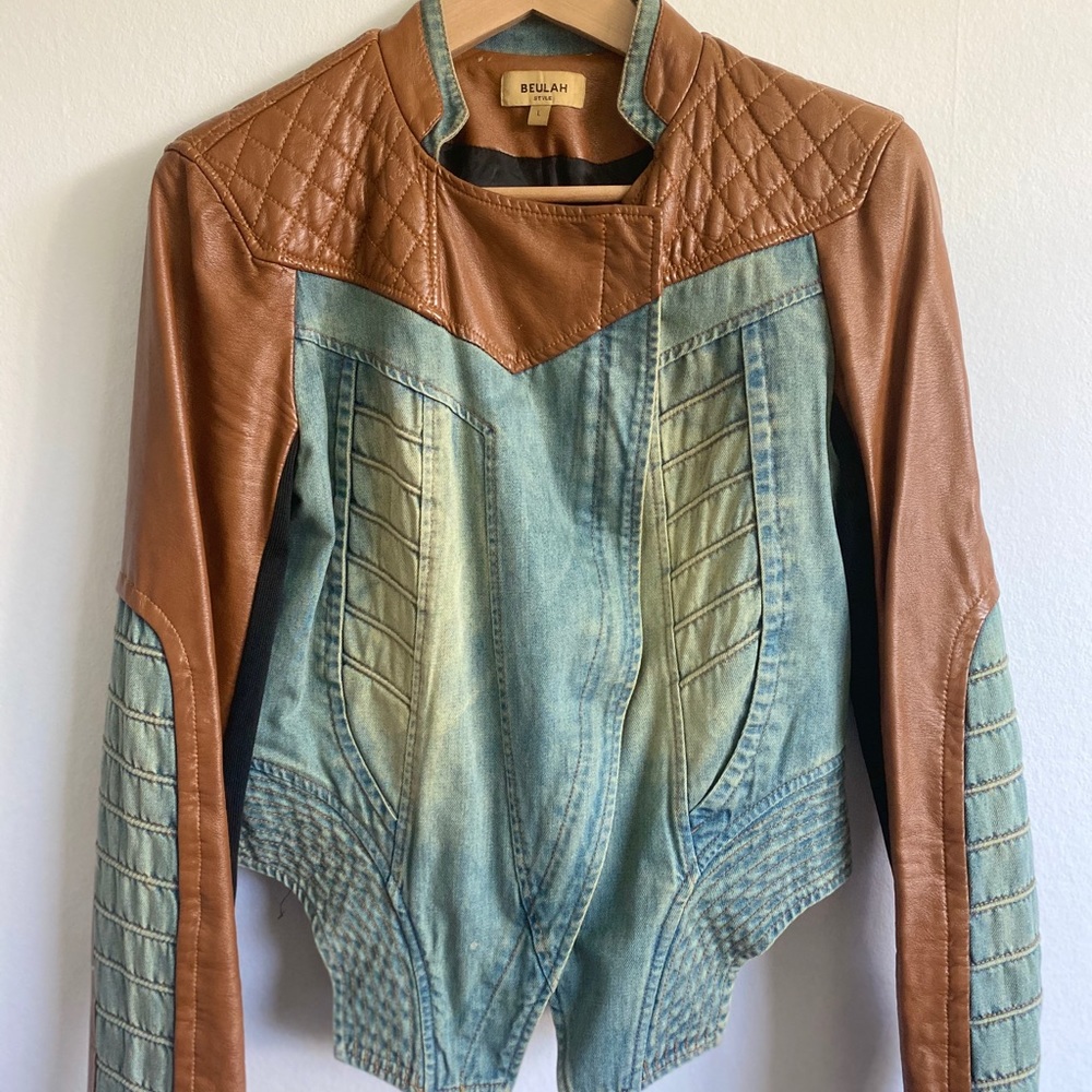 Denim pleather Jacket